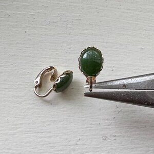 Dark Jade Green Acrylic Clip-On Earrings